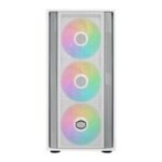 Cooler Master MasterBox 600 Gaming Case w/ Glass Side, E-ATX, 4x ARGB Fans, ARGB Fan Hub, FineMesh Front, USB-C, Asus BTF Compatible, White - Image 2