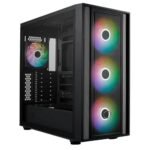 Cooler Master MasterBox 600 Gaming Case w/ Glass Side, E-ATX, 4x ARGB Fans, ARGB Fan Hub, FineMesh Front, USB-C, Asus BTF Compatible, Black