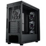 Cooler Master MasterBox 600 Gaming Case w/ Glass Side, E-ATX, 4x ARGB Fans, ARGB Fan Hub, FineMesh Front, USB-C, Asus BTF Compatible, Black - Image 3