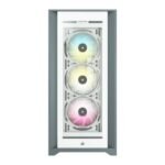 Corsair iCUE 5000X RGB Gaming Case w/ 4x Tempered Glass Panels, E-ATX, 3 x AirGuide RGB Fans, Lighting Node CORE included, USB-C, White - Image 3