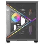 Vida Arcade Black ARGB Gaming Case w/ Glass Side & Glass/Mesh Front, Micro ATX, ARGB Strips, 3x ARGB PWM Fans, 6-Port ARGB Fan Hub & Remote Control - Image 2