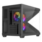 Vida Arcade Black ARGB Gaming Case w/ Glass Side & Glass/Mesh Front, Micro ATX, ARGB Strips, 3x ARGB PWM Fans, 6-Port ARGB Fan Hub & Remote Control - Image 3