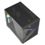 Vida Arcade Black ARGB Gaming Case w/ Glass Side & Glass/Mesh Front, Micro ATX, ARGB Strips, 3x ARGB PWM Fans, 6-Port ARGB Fan Hub & Remote Control - Image 4