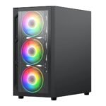Vida Lucid Black ARGB Gaming Case w/ Glass Front & Side, Micro ATX, 4x ARGB Infinity Fans
