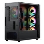 Vida Lucid Black ARGB Gaming Case w/ Glass Front & Side, Micro ATX, 4x ARGB Infinity Fans - Image 3