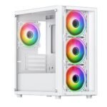 Vida Lucid White ARGB Gaming Case w/ Glass Front & Side, Micro ATX, 4x ARGB Infinity Fans - Image 6