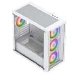 Vida Lucid White ARGB Gaming Case w/ Glass Front & Side, Micro ATX, 4x ARGB Infinity Fans