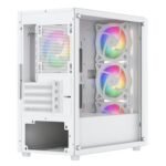 Vida Lucid White ARGB Gaming Case w/ Glass Front & Side, Micro ATX, 4x ARGB Infinity Fans - Image 4