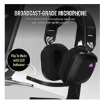 Corsair HS80 RGB Wired Gaming Headset, USB, 7.1 Surround, Flip-To-Mute Mic, Broadcast-Grade Mic, RGB Logo, Carbon - Image 4