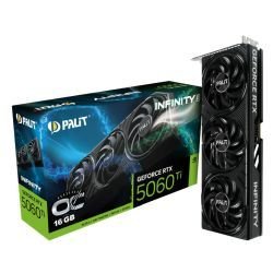 Palit RTX5060 Ti Infinity 3 OC, PCIe5, 16GB DDR7, HDMI, 3 DP, 2662MHz Clock, Overclocked, Compact SFF-Ready
