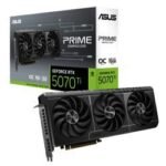 Asus PRIME RTX5070 Ti OC, PCIe5, 16GB DDR7, HDMI, 3 DP, 2527MHz Clock, Overclocked, Compact SFF-Ready