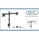 piXL Desk-Mounted Fully-Adjustable Dual Monitor Arm for Screens Up To 27 inch with VESA Mount & Built-In Cable Management - Image 2