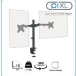 piXL Desk-Mounted Fully-Adjustable Dual Monitor Arm for Screens Up To 27 inch with VESA Mount & Built-In Cable Management - Image 6