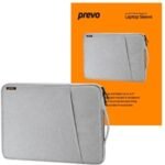 Prevo 15.6 Inch Laptop Sleeve, Side Pocket, Cushioned Lining, Light Grey - Image 2