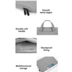 Prevo 15.6 Inch Laptop Sleeve, Side Pocket, Cushioned Lining, Light Grey - Image 4