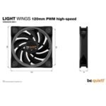 be quiet! Light Wings PWM High Speed Addressable RGB Fan, 120mm, 2500RPM, 4-Pin PWM Fan & 3-Pin ARGB Connectors, Black Frame, Black Blades, ARGB Lighting on Front & Rear - Image 6