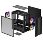 DeepCool CC360 ARGB, Black, Mini Tower Chassis w/ Tempered Glass Window, 3x 120mm ARGB Fans, USB 3.0, mATX/mITX - Image 6