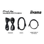 iiyama Prolite XUB2497HSN-B2 24 inch IPS Monitor, USB-C Dock, RJ45(LAN), Full HD, 1ms, HDMI, DisplayPort, USB-Hub, USB-C, 100Hz, Speakers, Black, Internal PSU, VESA, Height Adjust, Pivot - Image 2