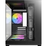 Antec CX60M ARGB Mini Tower Micro ATX Gaming Case, Black, Tempered Glass Panels, Dual Chamber Design, Vertical Cooling, Pre-Installed ARGB Fans, Water Cooling Support, - Image 3