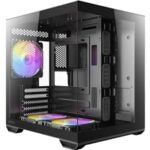 Antec CX60M ARGB Mini Tower Micro ATX Gaming Case, Black, Tempered Glass Panels, Dual Chamber Design, Vertical Cooling, Pre-Installed ARGB Fans, Water Cooling Support, - Image 6