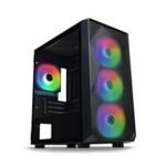 Tecware Forge M Omni Micro-ATX Case - Key-Lockable Tempered Glass, High-Airflow Mesh Front, 4 x 120mm Fans Pre-Installed, mATX/ITX Support, Black - Image 2