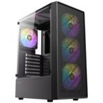 Antec AX26 RGB Elite Mid-Tower Gaming PC Case - Pre-Installed 4 x 120mm Fixed-RGB Fans, Tempered Glass Side Panel, High-Airflow Mesh Front - ATX/Micro-ATX/ITX