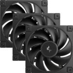 DeepCool FD12 120mm Case Fan 3-Pack, PWM Control, High Airflow, Low Noise, Hydro Bearing, Black, Anti-Vibration Pads, 4-Pin Connector