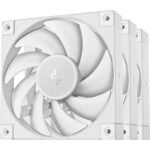 DeepCool FD12 120mm Case Fan 3-Pack, PWM Control, High Airflow, Low Noise, Hydro Bearing, White, Anti-Vibration Pads, 4-Pin Connector
