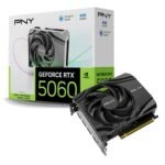 PNY NVIDIA GeForce RTX 5060 8GB GDDR7 Graphics Card, 3840 CUDA Cores, 2280 MHz Core Clock, Single Fan, 3x DisplayPorts / 1x HDMI Port