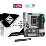 ASRock B760M Steel Legend WiFi Intel 1700 Socket Motherboard, Micro-ATX, 4x DDR5 Slots, 3x M.2 Sockets, Fitted I/O Shield, 2.5GbE LAN, Wi-Fi 6E, 1x DisplayPort / 1x HDMI Port