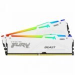 Kingston FURY Beast KF560C36BWE2AK2-32 32GB (2x 16GB) DIMM System Memory, 6000MHz, DDR5, CL36, White, RGB, Intel XMP, AMD EXPO